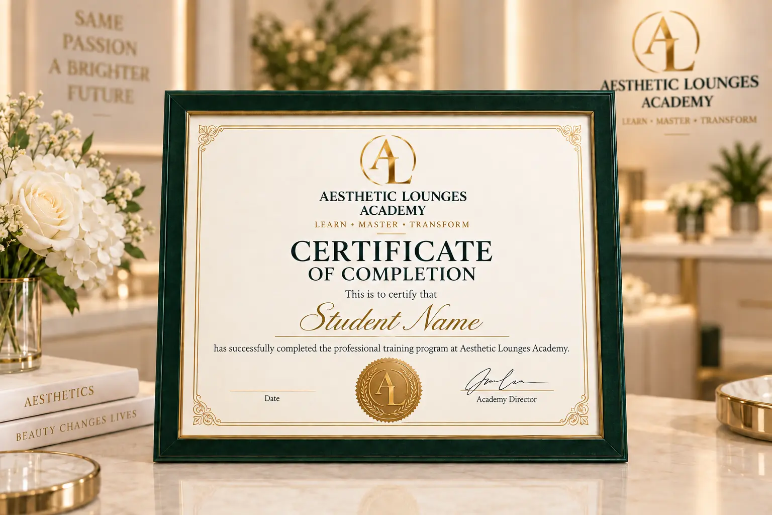 Aesthetic Lounges Academy Completion Certificate